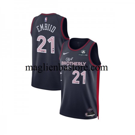Maglia NBA Philadelphia 76ers Joel Embiid 21 Nike 2023-2024 City Edition Navy Swingman - Uomo